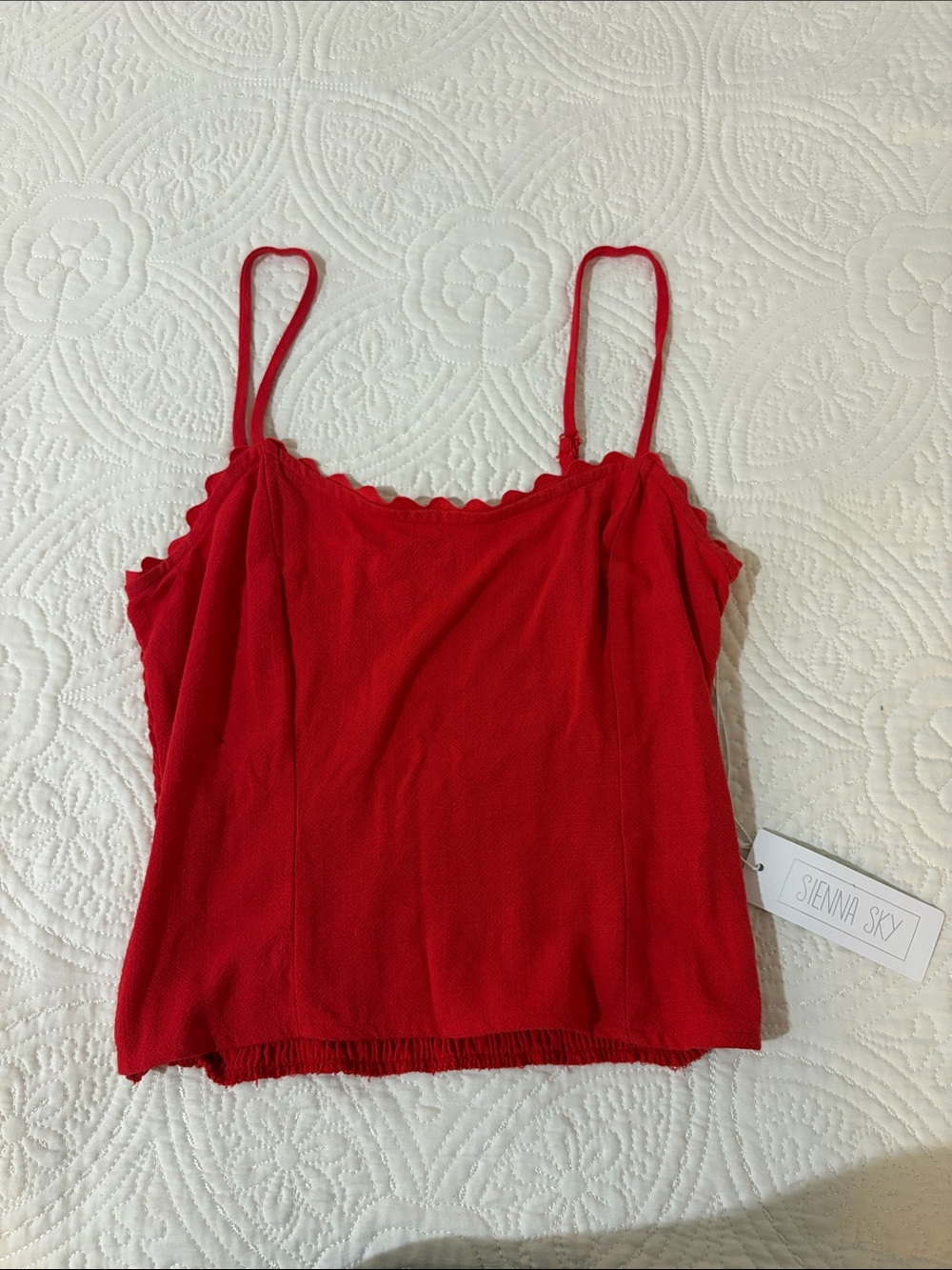 Sienna Sky Bright Red Scalloped Cami